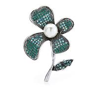 Green Flower Brooches for Women Czech Rhinesotne Flower Party Brooch Pin
