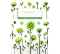 Green Flowers Lined Notebook - 8,5x11 in - 100 pages: Elegant White & Green Floral Large College Ruled Lined Journal | for Women, Teens, and Girls | ... Work and Personal Notes (21,59x27,94 cm)
