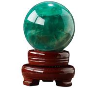 Green Fluorite Ball Crystal Ball with Stand Decorative Ball Stone Crystal Sphere Divination Crystal Witchcraft Gifts Spiritual Room Decor,9cm/3.5in