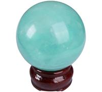 Green Fluorite Crystal Gemstone Sphere Feng Shui Polished Divination Crystal Ball Quartz Stone for Home Office Table Display,8-9cm