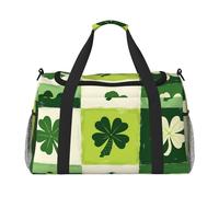 Green Four Leaf Clover - Bolsa de viaje resistente al agua, compacta, deportiva, gimnasio y fin de semana para hombres y mujeres