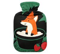 Green Fox Orange - Bonita bolsa de agua caliente con funda suave, bolsa de agua de 2 litros para calambres menstruales, alivio del dolor de cuello y hombros, alivio del dolor