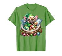Green French Bulldog Puppy Must Haves Christmas Frenchie Camiseta