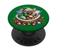 Green French Bulldog Puppy Must Haves Christmas Frenchie PopSockets PopGrip Adhesivo
