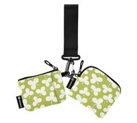 Green Fresh Clover - Carteras dobles para mujer, tarjetas de visita de gran capacidad, organizador de dinero con llavero para uso diario, 2 paquetes, Trébol verde fresco, 1 size, Casual