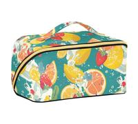 Green Fresh Fruits - Bolsa de viaje de verano con divisores, bolsas de cosméticos portátiles para mujeres con compartimentos y asa