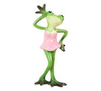 Green Frog Figurine - Romantic Valentine's Day Confession Gift | Resin Animal Sculpture With Two Styles Pink Dress Or Courtship Frog | For Desktop Bedroom Living Room Tabletop Home Decor Valentine's D