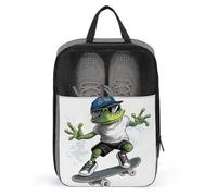 Green Frog Riding A Skateboard Shoe Bag para viajes, uso diario, bolsa de almacenamiento antipolvo para zapatos de golf