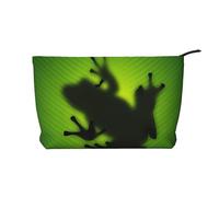 Green Frog Shadow - Bolsa de maquillaje de pana, versátil con cremallera para uso diario y organizador de capacidad de viaje, Black, Talla única