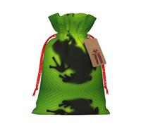 Green Frog Shadow Bolsa de regalo de Navidad - Bolsas de fiesta con cordón de arpillera para regalos, golosinas - Perfecto para Navidad, cumpleaños