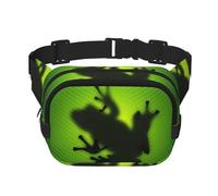 Green Frog Shadow - Riñonera cuadrada de doble capa con correa ajustable para correr, viajar, senderismo, negro, talla única, negro, talla única, Black, Talla única