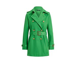 Green Gabardina cruzada de mezcla de algodón XS