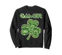 Green Gamer Shamrock Videojuegos Patricks Day Juego de Juegos Sudadera