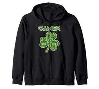 Green Gamer Shamrock Videojuegos Patricks Day Juego de Juegos Sudadera con Capucha