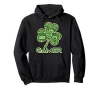 Green Gamer Shamrock Videojuegos Patricks Day Juego de Juegos Sudadera con Capucha