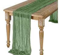 Green Gauze Table Runner Burlap Cheesecloth Setting Dining Rustic Country Wedding Birthday Decor Linens