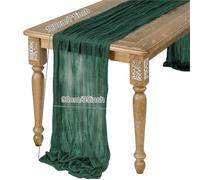 Green Gauze Table Runner Burlap Cheesecloth Setting Dining Rustic Country Wedding Birthday Decor Linens