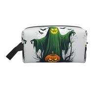 Green Ghost - Bolsa de almacenamiento para artículos de tocador con estampado de calabaza de Halloween y fantasma, bolsa organizadora de gran capacidad para batería externa y uso de cables, White, One