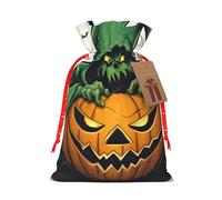Green Ghost Horror Halloween Pumpkin 1 Print Gift Drawstring Bags Reutilizable Present Sack Versátil Cumpleaños Vacaciones Fiesta Favores