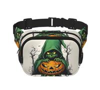 Green Ghost Horror Halloween Pumpkin 1 Print Square Double Layer Funcionalidad Riñonera Unisex Crossbody Pack Viaje Entrenamiento, Negro -, Talla única