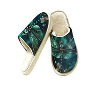 Green Glowing Dragonfly - Pantuflas de espuma viscoelástica para mujer, diseño de flores, multicolor, 41/42 EU