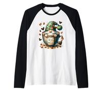 Green GNOME Graphic For Women Hug In A Mug For Coffee Mom Camiseta Manga Raglan