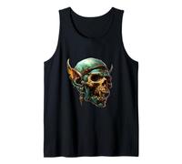 Green Goblin Core Skeleton Face Men Graphic Halloween Skull Camiseta sin Mangas