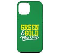 Green & Gold Vibes Only Game Day High School Football Group Carcasa para iPhone 12 Mini