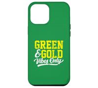 Green & Gold Vibes Only Game Day High School Football Group Carcasa para iPhone 12 Pro MAX