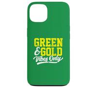 Green & Gold Vibes Only Game Day High School Football Group Carcasa para iPhone 13