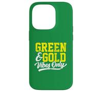 Green & Gold Vibes Only Game Day High School Football Group Carcasa para iPhone 14 Pro