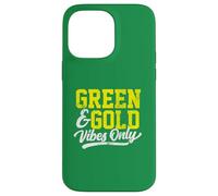 Green & Gold Vibes Only Game Day High School Football Group Carcasa para iPhone 14 Pro MAX