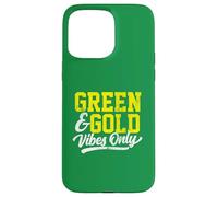 Green & Gold Vibes Only Game Day High School Football Group Carcasa para iPhone 15 Pro MAX