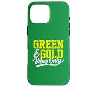 Green & Gold Vibes Only Game Day High School Football Group Carcasa para iPhone 16 Pro MAX