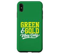 Green & Gold Vibes Only Game Day High School Football Group Carcasa para iPhone XS MAX