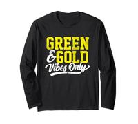 Green & Gold Vibes Only Game Day High School Football Group Manga Larga