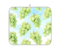 Green Grapes in Summer - Tapete reutilizable rectangular para platos pequeño y escurridor de platos pequeño de 16 x 18 pulgadas, fácil de limpiar, decoración del hogar
