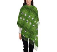 Green Grass - Bufanda con borlas de fútbol para mujer | Chal para otoño e invierno, para uso diario, vestido de noche, con aire acondicionado, para habitación, oficina, viajes