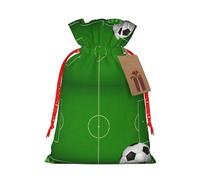 Green Grass Field Soccer Playground The Ball Print Christmas Season Christmas Drawstring Gift Bags for Gifts Christmas Party Favors