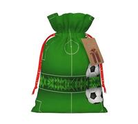 Green Grass Field Soccer Playground The Ball Print Christmas Season Christmas Drawstring Gift Bags for Gifts Christmas Party Favors