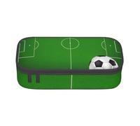 Green Grass Field Soccer Playground The Ball Print - Estuche multifuncional para lápices, artículos de papelería, artículos de cosméticos, para adultos