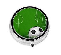 Green Grass Field Soccer Playground The Ball Print, Pastillero, Pastillero cuadrado para bolsillo o monedero Pastillero pequeño Organizador de pastillas de viaje