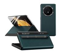 (Green, Green) For Honor Magic V3 5G Case View Window PU Leather Phone Cover with Stylus