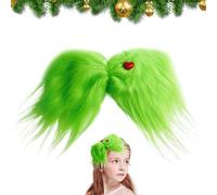 Green Hair Clips, Furry Hair Bow, Red Heart Hair Accessories, Christmas Tree Decorations, Holiday Hair Styling, Festive Hair Clips, Fun Holiday Accessories, Cute Hair Bows, Christmas Party Hai