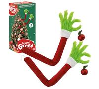 Green Hand® Decoración para el Arbol de Navidad | Brazo de Duende de Peluche Verde | Decoracion Navideña Divertida y Original | 46x28 cm | Fácil Instalación | Elfo Prankster | OriginalCorner®
