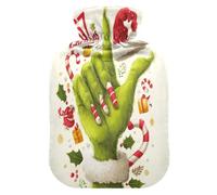 Green Hand Six Seven - Bonita botella de agua caliente con cubierta suave, bolsa térmica de 1 litro para calambres menstruales, calambres menstruales