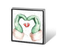 Green Hands with Tiny Footprints Inside Christmas Unisex Broches & Pins Cuadrado Ligero Solapa Insignia Joyería para Ropa Chal Sombrero