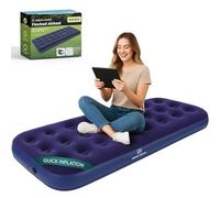 Green Haven Colchón hinchable individual flocado - Colchón inflable ligero para acampar con parte superior impermeable - Cama de aire individual portátil para adultos y niños - Ideal para festivales