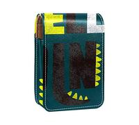 Green Hello Dinosaur - Estuche portátil para lápiz labial, mini caja de almacenamiento de lápiz labial, estuche organizador de lápiz labial con espejo para mujer, Varios colores, 9.5x2x7 cm/3.7x0.8x2.7 in