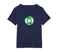 Green Lantern Green Chrome Logo Camiseta, Mujer Tallas Grandes, Azul Marino, 1XL Grande